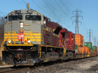 On this gorgeous day we find ourselves just west of the Walkerville JCT mile bored with CP 235 lead by  Heritage Unit, CP 7018 slowly approaching. CP 7018 wears the 1950-60s heritage scheme with block lettering. 