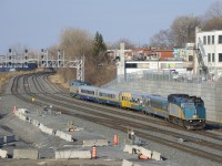 VIA 22 is crossing from the transfer track to the freight track with VIA 6419 up front and VIA 901 on the rear. With train cancellations due to Covid-19, this is currently the only VIA Rail train running from Ottawa to Quebec City, with VIA 39 running in the opposite direction later in the day.