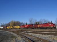 CP 253 has CP 8059, CP 9363, UP 6629, UP 6853 and a whopping 161 cars as it passes Lasalle Yard on a sunny but below freezing morning. The leader was rebuilt from CP 9500, CP's first AC4400CW.