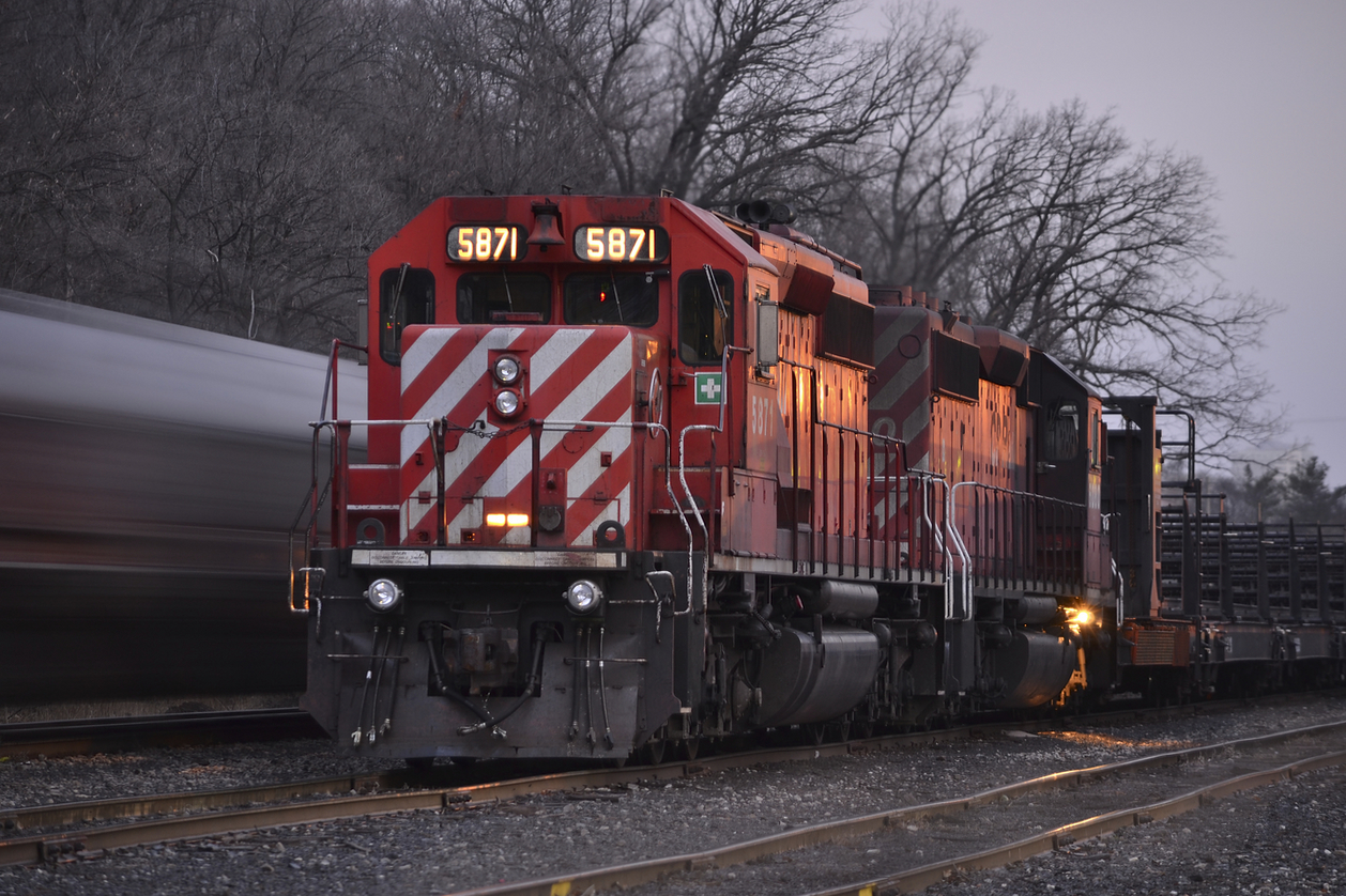 The last four days have treated local railfans in the GTA with a bit of a pleasant sight. Having dumped track in several locations on the Hamilton Sub, the train was finally tied down overnight in Kinnear on the night of the 3rd. The yard job was already working by the time I got to Kinnear at 06:30, making for an interesting prop before the CWR train starts its day. 

Thanks to all who helped me chase and keep tabs on where this was over the last four days, you know who you are.