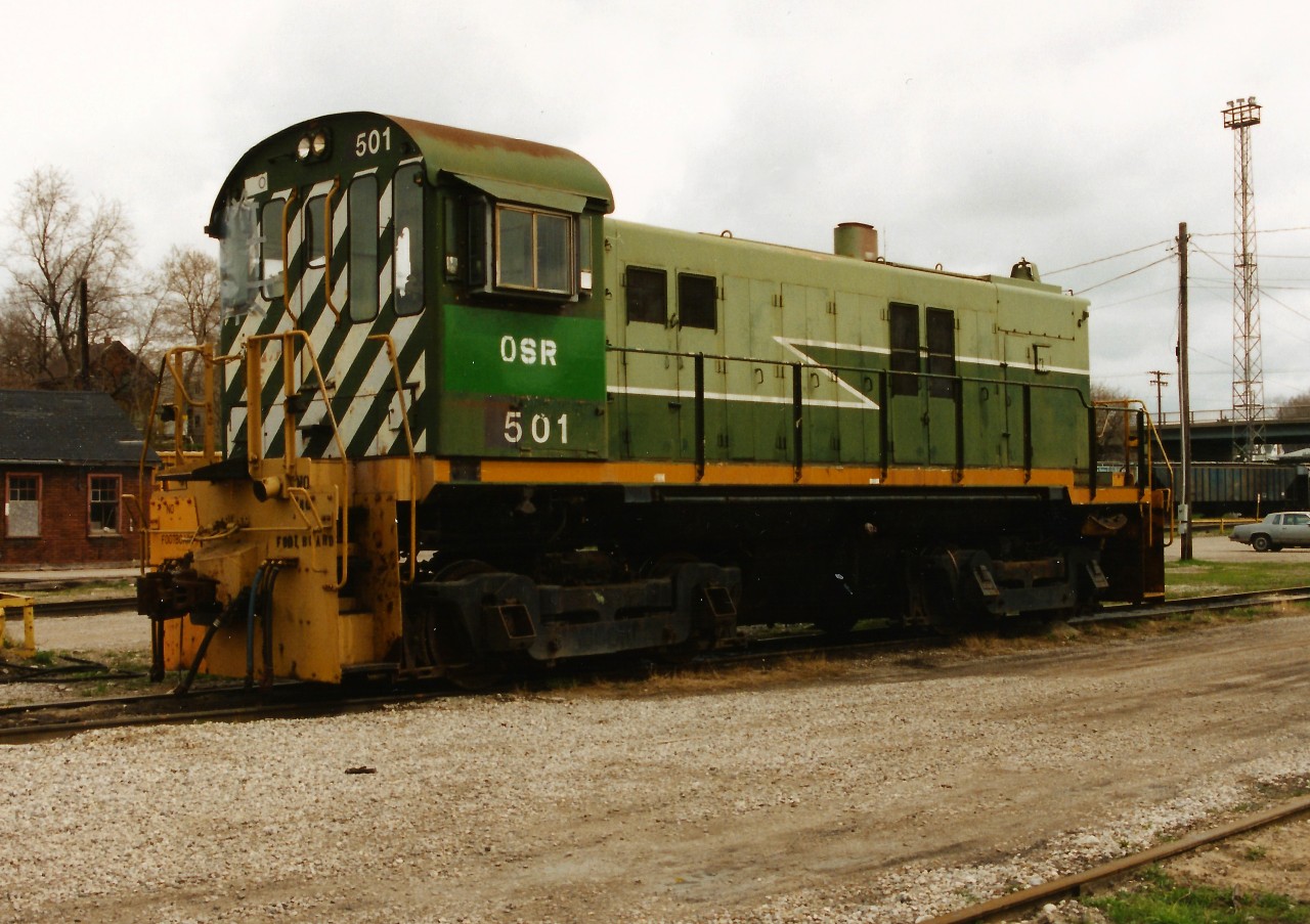 In a follow-up to Rob Smith's very nice photo of OSR 501 and 502 working at Ingersoll, here almost 15 years prior S-13 501 is viewed sitting at CP's Quebec Street yard in London not long after being acquired by OSR. At the time, the letters OSR were just beginning to become more common as the railway slowly took over more switching operations and lines in Ontario as well as acquired more units.