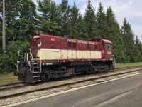 Waterloo Central Railway 502 (ex. OSR) is seen sitting in the runaround track in St. Jacobs on a sunny August morning.