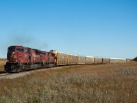 CP 103 slowly makes its way along on the Wilkie Sub with two hefty SD90/43MACs up front. 9139 is now the 7042. 