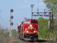 CP 101-24 powers through Leaside with CP 8158, CP 8837, and CP 9750, along with a massive train of 0 cars! Pretty easy axle count here, 18 axles. They will be going to grab their train in Vaughan Intermodal Terminal, and then continue northwest to Vancouver.