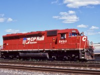 While CP never owned any SD45's the second hand market at least graced them with a handful, well on the outside they were SD45's, internally they were SD40's with upgraded electrical systems. There was something about the 5400 series that made me hunt down as many as I could. The series had units formerly from railroads such as: CSX, UP, KCS, NS,CNW and DRG&W just to name a few. As for the 5490 series most eventually were reequipped for heavy yard work, including snow plows that were replaced with CP style pilots and extra grab irons and upgraded wheel slip controls. Unfortunately the 5400's the first SD40's retired and returned to their leasing companies when CP began slowly retiring the SD40 fleet. Here CP 5493 complete with its SD45 car body is seen busy working Thunder Bay yard on a nice summer's day. Up until their retirement Thunder Bay was a common location for the 5490 series, especially working long cuts of grain cars. A number of these units are still around today working for their new owners.  