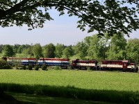 I have to give Ontario Southland a lot of credit. They have operated a fleet of Alco/MLW's since start up of the Guelph Junction Railway. Gradually first generation EMD's have become the primary power for most operations. Nevertheless considering it is 2020 and Alco went out if business in 1969, with MLW throwing in the towel nine years later, it's honestly amazing these old units are still running today. With OSR possibly ending operations in Guelph this year it's no surprise the roster is thinning out. I have always liked the M420 model especially considering how similar it is to my true favorite the Alco C424, sadly OSR's M420's have never lived up to the company's expectations so it is no surprise that all four have been sold to a railroad in Quebec. Today the last two operational M420's left the shop in Guelph Junction for the last time, ready to begin their journey east, later joining the two part source units already on their way. Unfortunately the line to Guelph doesn't work well for northbounds in the morning but the sight of a four unit MLW lash up has to be recorded and made a nice sight from the top of the hill north of Arkel. Hopefully the pair of M420's still have some good years of service ahead of them in Quebec. 