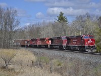 CP 141 finally gets underway after going into emergency due to breaking a knuckle going through Campbellville. I didn't hang around to see how far traffic was backed up on Guelph line, but it must have been a fun wait!