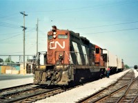 The CN Nickel Yard is mostly empty this day.  Curiously enough the power out of Niagara Falls consisted of (2) GP 9's, 4476 and 4533.  The crew choose to separate the two locomotives and leave 4533 parked at the east end of the yard, and use only 4476 for switching operations. They would soon depart with the two covered hoppers for Government Elevator (Port Colborne Grain Terminal) on the south west harbor side. Today the train would be sitting on the Friendship Trail Bike Path that links Port Colborne with Fort Erie on the former CN Dunnville Subdivision (Buffalo, Brantford, & Goderich) line from the mid-1850's. 