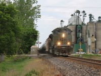 CP 650 flies through the small town of Kent Bridge east of Chatham with one of CP's units dedicated to the Armed Forces. 