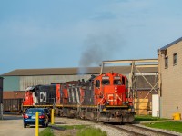 The 1600 job shoves back as it continues to work the Strathearne-area industries in Hamilton's Far East. This is joint trackage, and Stephen C. Host <a href="http://www.railpictures.ca/?attachment_id=35292" target="_blank">shot CP here in Fall 2018</a>.