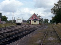 Mount Stewart Jct station in the village of the same name was the junction for all trains running to the east side of Prince Edward Island. Track to the left in the photo lead to Souris/Elmira; and to the right, the line extended to Montague/Georgetown. This PEIR station opened on the 23rd of November, 1911. I do not have a demolition date, but the structure is gone. The last train thru here was also the last one to leave the Island when the CN pulled out in 1989. At one time, this was a busy place; besides the junction there was a wye as well. The right of way is now part of Confederation Trail.