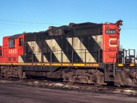 CN 4565 suns itself in the morning light in London, Ontario on March 25, 1981.