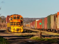 CBNS 3022 sits idol in the Truro reload yard after switching cars at Irving’s lumber mill in Valley 