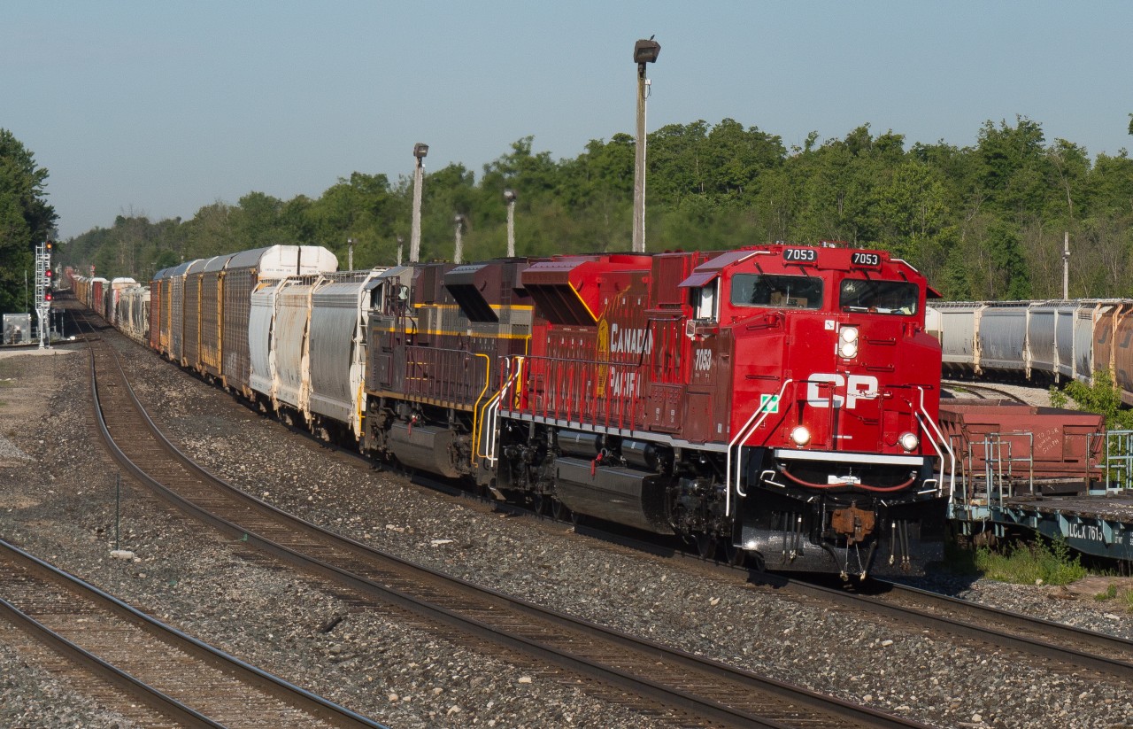 Waking up at the crack of dawn, I learned that CP 234 was working Wolverton Yard with CP 7053 and CP 7019.  The new SD70ACu's have been a breath of fresh air on CP for me so a pair of them with a shiny out of the box leader was highly appealing.  Figuring my best bet was Guelph Junction I made haste to get the above shot.  Many know that CP was a line that I would avoid heavily due to the constant parade of GE's but these new rebuilds are quickly changing my feelings.