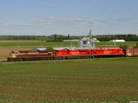 CP 421 with CP 7019, CP 7002 and CP 7053 about to tuck into the siding at Baxter for a 112 after a tail end lift at Spence. 