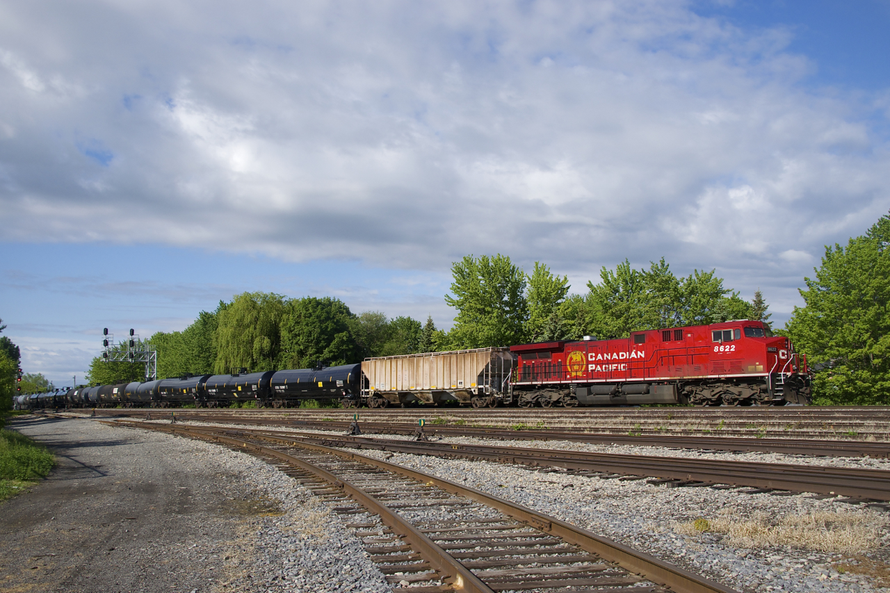 Repainted a few years back, CP 8622 brings up the rear of CP 650, heading for Albany with ethanol loads.