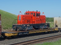 RCM 8060 is a GE 80tonner originally built for Algoma Steel. The unit is seen here on the tail end of a CN eastbound at Saskatoon Yard. The unit is reportedly billed to Greenville SC from On-Track Railway Operations in Daugh Alberta.  