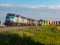 Pinch me. I must be dreaming. Defying all odds, CMQ SD40-2F 9020 curves into Welland, Ont., with a surreal lashup including sister SD40-2F 9022, CP 8013, 7023 and TRE 120. Sometimes seeing really is believing. 