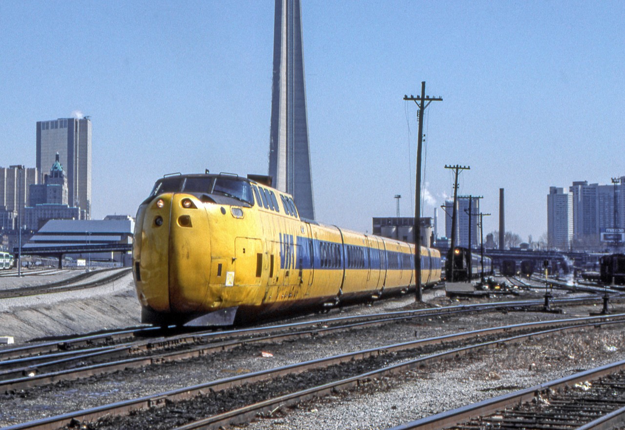 A VIA Turbo minus one power unit sits in Toronto on March 23, 1982.