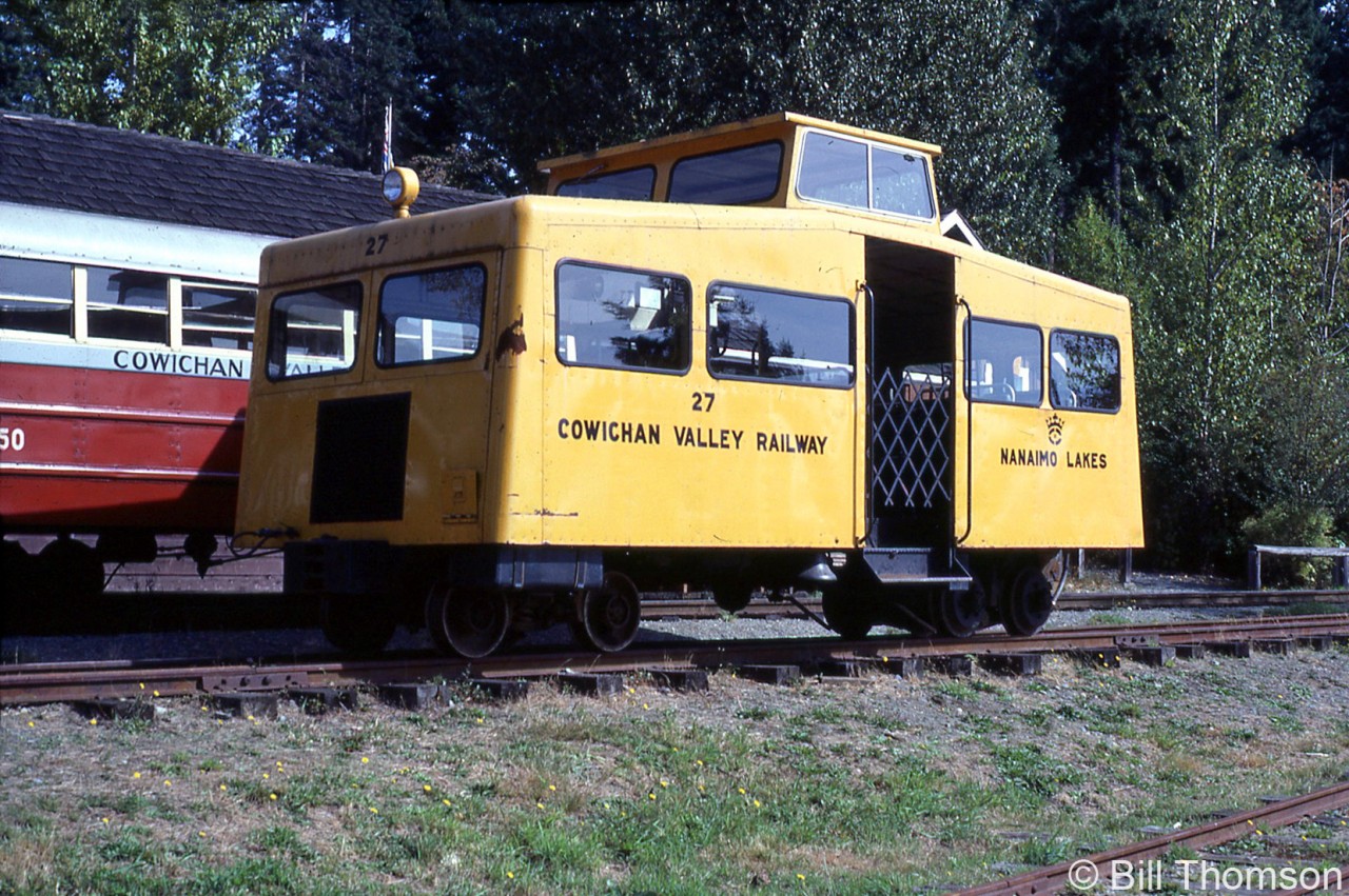 Cowichan Valley Railway 27 is a home-built 36" gauge gas mechanical crew transporter car, built by and originally owned by British Columbia Electric Railway as their #6 and used on their 5.5 mile line from Jordan River dock to the BCER dam site. The car was acquired by the museum in 1968.