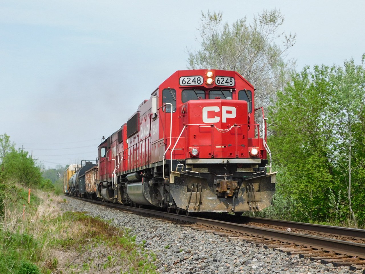 Once in a lifetime catch on CP T10. Normally a single geep with a few tank cars, this time with a beautiful SD60 and a bunch of autoracks Being pulled out of storage. Awesome ex soo lash up.