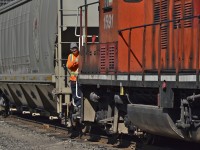 I always try to avoid having people or obstructions in my photos, ( birds seem to always work their way in somehow though ) After a chat with this conductor whos name escapes me, continues on moving cars for T69 to lift later on. I couldn't say no to this photo though, that smile just makes this worth while. 