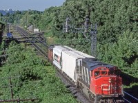 CN 9617 is eastbound after leaving Bayview Junction on August 12, 1987.