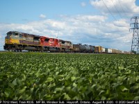 CP train #235 with a trio of SD70Acu's #7012, #7043, and #7010 rolls up on MP 88 of the CP Windsor Subdivision just west of Haycroft, Ontario today.  Considering how screwed up 2020 has been so far, you couldn't have asked for a better consist or day for this to happen.  Thanks to the motive power guys in Toronto for setting this one up for us!!!