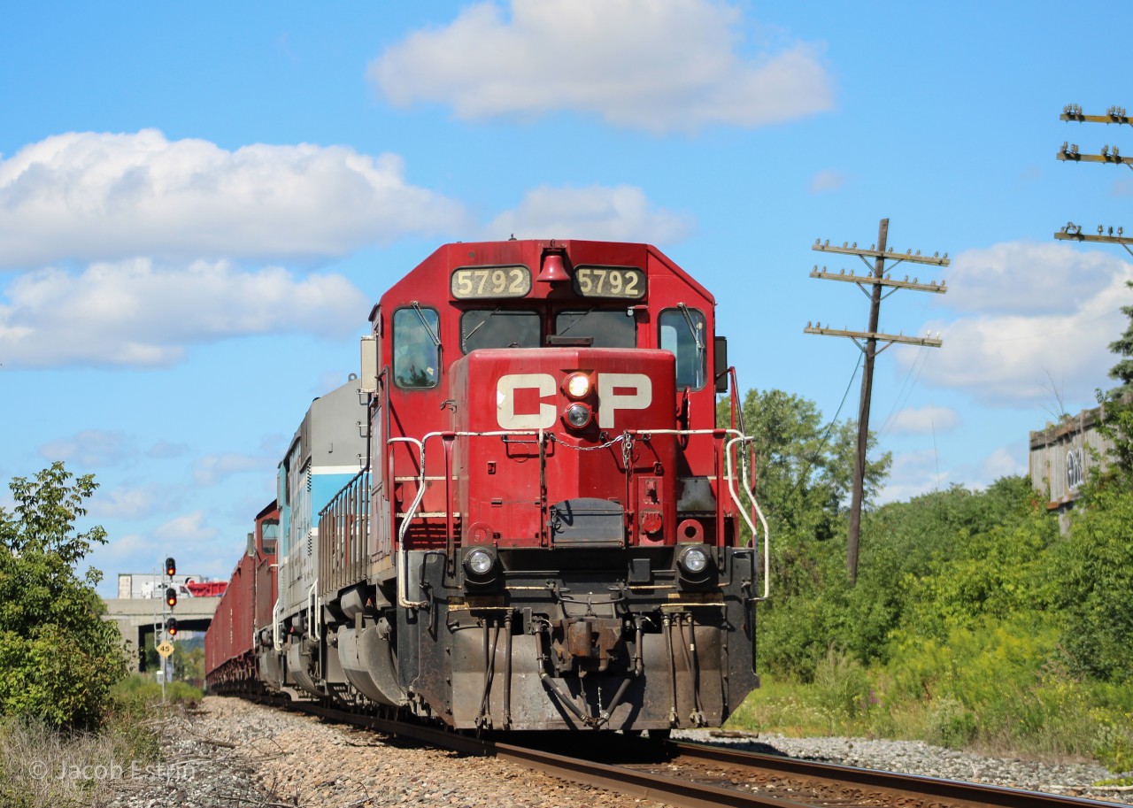 A triple SD40-2 Lashup on the Mactier in 2020?!!? Well it happened, CP 5792/CMQ 9022/CP 6012 take charge of a Southbound ballast train bound for Montreal.