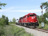 TE11 passes by the decommissioned signal pole at mile 10 of the Dunnville Spur.  This was a lucky catch, as I was parked near Feeder Yard hoping for the PCHR to make an appearance.  While waiting there I overheard on the scanner the Welland Yard crew tell the RTC that they were about to head to "port" so I quickly changed my plans for the day.