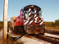 On a quiet Sunday morning in September 1994, CP SW1200RS 8156 is seen with a caboose at Guelph Jct. in Campbellville. This would likely be the power for the local that operated to Guelph to service industries on the Guelph Junction Railway during the week. 

