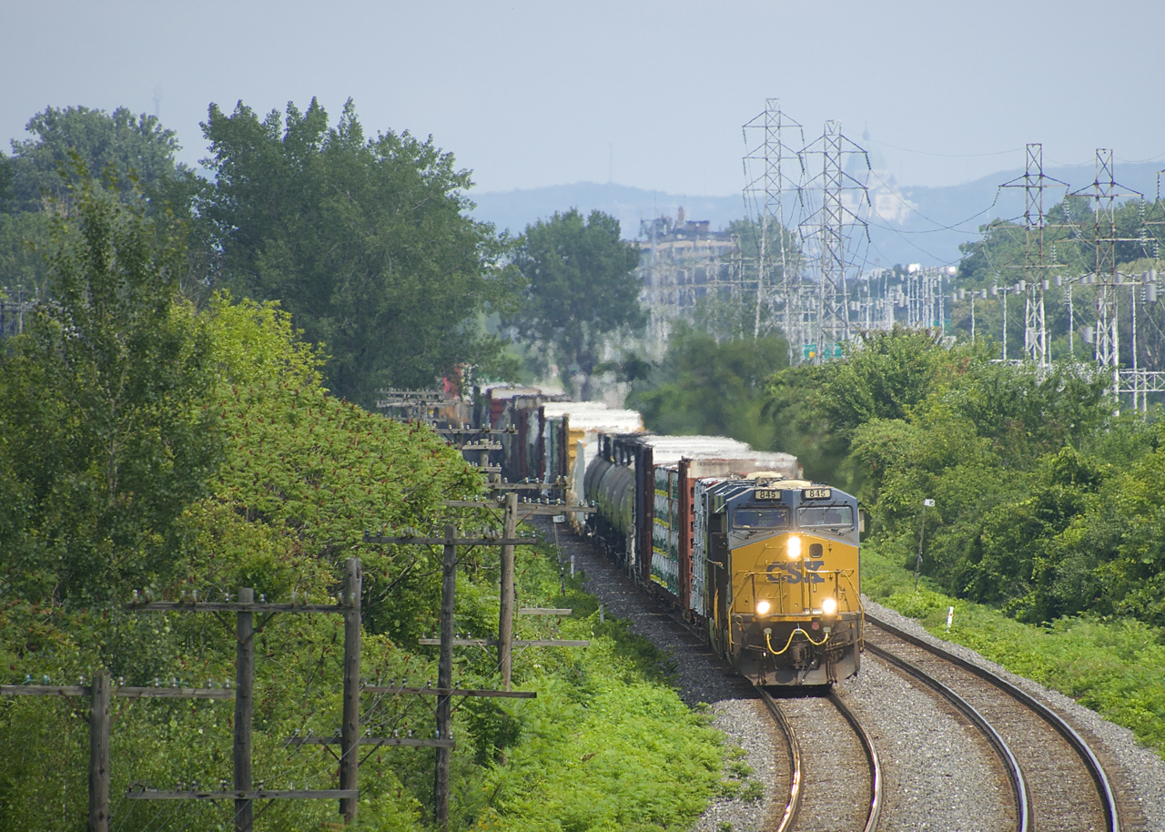 CN 327 passes MP 16 of CN's Kingston Sub with CSXT 845 & CSXT 5350 for power.