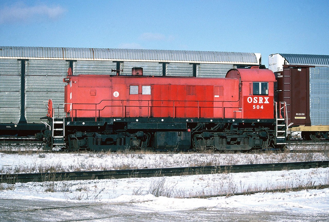 Ontario Southland Railway (OSRX) RS23 504, former CP 8044, has just been set-off by an eastbound CP train at Guelph Jct in Campbellville. Following the new year, the unit will lead the first OSRX train over the Guelph Junction Railway to Guelph.