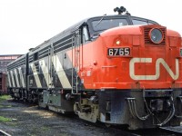 CN 6765 and 6634 are in CN's Spadina engine facility in Toronto on June 13, 1972.
