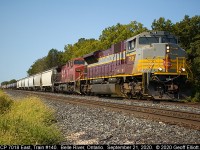 "Block Party" of sorts.  CP 7018, in it's block CP Heritage scheme, leads Train #140 into the siding in Belle River, Ontario to wait on westbound CP 8101, Train #235.  This is the first decent shot of a block lettered unit I've been able to nab as they always seem to going the wrong way for the light.  Nice catch for the day.