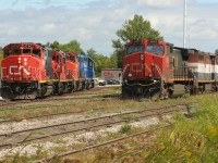 CN 568 begins its day at Kitchener passing the previous night’s A431, which is seen laying over in the yard with 2622 and BCOL 4610. The consist for 568 included 4790, 7083, 4784 and GMTX 2325. That night A431 could not return to Toronto as a night work block had commenced on the Guelph Subdivision at Acton.