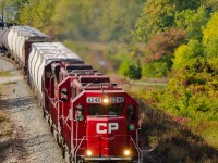 CP Train 254 with SD60's 6248 and 6236 along with SD30C-ECO 5012 crest the Niagara Escarpment at Vinemount ON. I've missed these all summer for one reason or another so I'm glad I finally caught up to them.