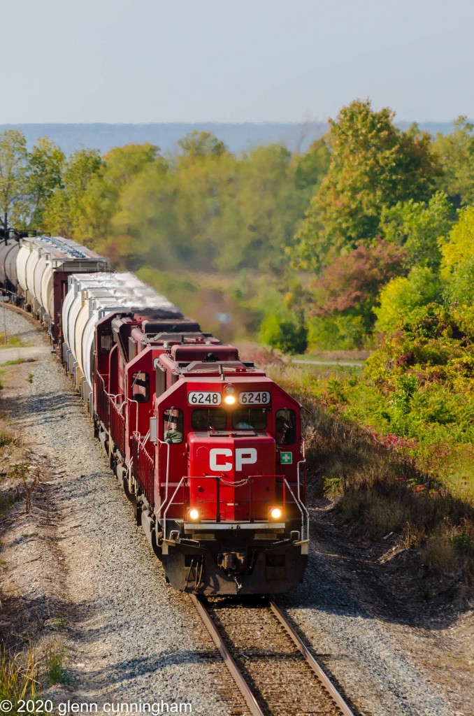 CP Train 254 with SD60's 6248 and 6236 along with SD30C-ECO 5012 crest the Niagara Escarpment at Vinemount ON. I've missed these all summer for one reason or another so I'm glad I finally caught up to them.