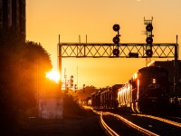 CP 247 glistens in the sunset while it works Lambton yard. I’ve been wanting to get a shot like this one for a while, where the setting sun is almost directly behind a train, and today I was finally able to. I’m pretty pleased with the result.