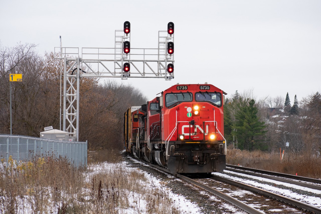 CN 5735 is on point of M394 as they head East through Georgetown, ON. A fun day this was for sure!