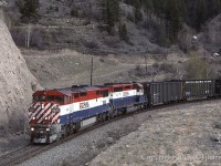 When I saw Aidans photo of this unit I thought I'd submit this one that shows the 4625 when she was just over two years old and headed north out of Lillooet with the 745 trailing at Gibbs on BCRs Lillooet Sub.