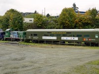 Owned by the Bay View development these two units will be moved to the roundhouse site in Victoria to become part of a historic working display to honour the E&N Railway.  The coach, RPCX 754, is ex CN ex VIA from the Super Continental.  The engine is former ARS Canadian Rolling Stock INC. (now FOMX) SW8, 1001 which travelled all the way from from Moncton, NB.