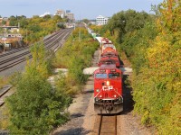 CP 420 on route to Toronto has it approaches West Toronto with CP 5926 in third place 