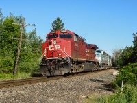 If only it was possible to re-create the commotion in the community the newly re-acquired CMQ SD40-2Fs caused back in mid June! CP 421 leans into the curve at Kleinburg (in the middle of Bolton and Elder/Vaughan IMS) with a shabby rebuild leading a pair of GMD London built SD40-2Fs in tow. At the time of this move, several rumors spread about the fate of these former Canadian Pacific (now owned once again by the same corporation who shed them off 5 years ago) units, mostly regarding retirement and storage in Winnipeg, however as of the upload date, at least 7 of the 10 CMQ SD40-2Fs are still active on Canadian Pacific's roster! it's been a pleasure having these units back on the roster