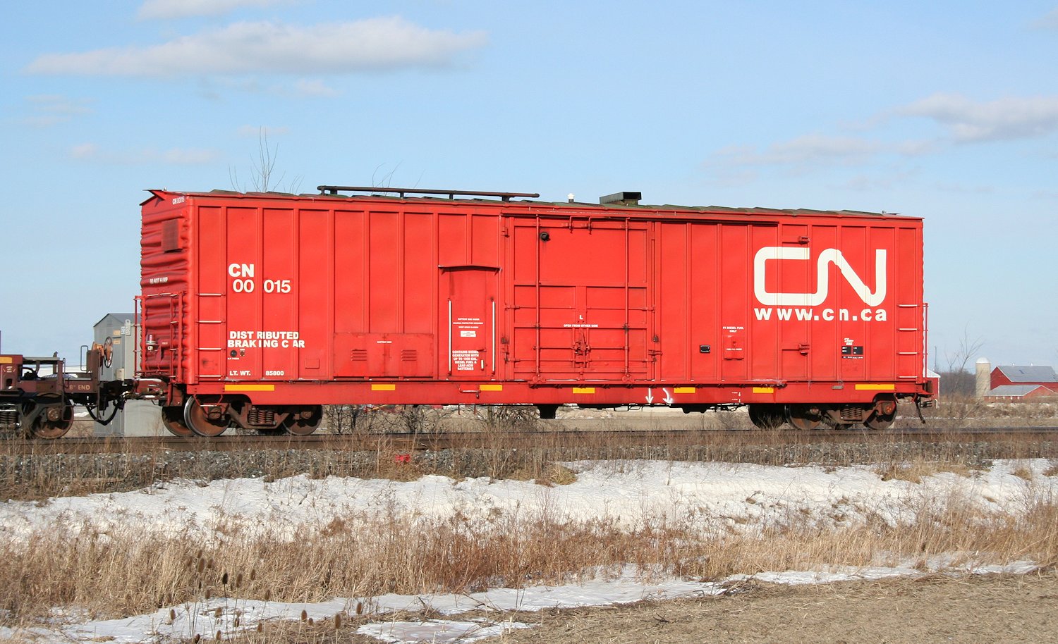 Railpictures.ca Chris VanderHeide Photo A CN distributed braking car