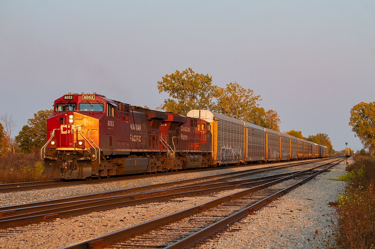 After dropping racks on the CASO for Sunday's 255, CP 247 is shoving back into Welland Yard to do the rest of their work before proceeding onward to Toronto.