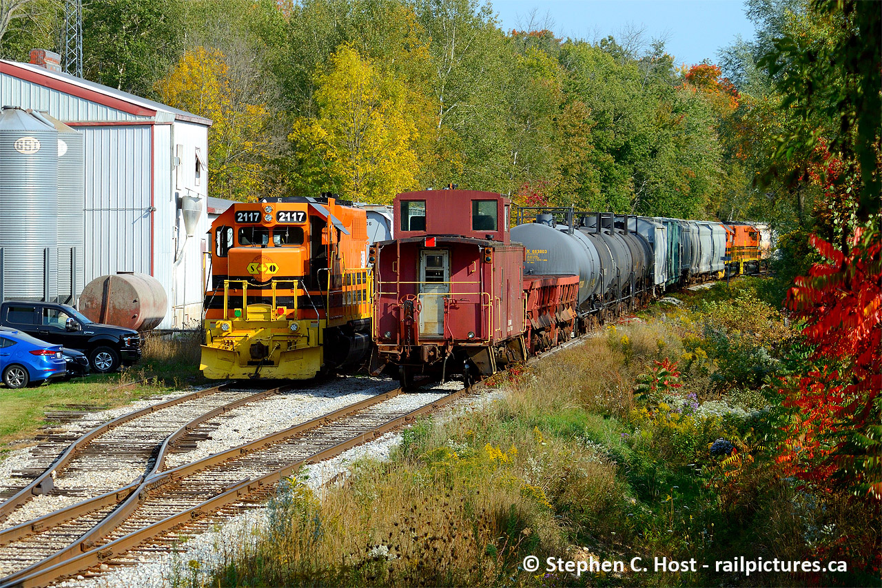 Branchline railroading at its finest with a meet of two trains on the Guelph Junction Railway. Bringing up the rear of 582 is OSR 4900 (which has been graciously donated to the Guelph Historical Railway Association by OSR) and yet you can still see the head end of 582 in the frame. The crew of 583 will blast off for Guelph shortly after this photo was taken and I would give pursuit. If folks are interested, I'd like to humbly offer a plug the GHRA by saying with 4900 in our fold we have an immediate project to work on, and you'd be more than welcome to join us or support our group with a membership if you wanted to get involved. 4900 will need some stabilization (windows) once we get it moved to Guelph and we'll form a team of folks to work on restoration in 2021. Able bodied folks and/or supporters from a distance all welcomed with your donations 100% tax deductible with a tax receipt. Cheers and thanks to OSR  for their most gracious donation.