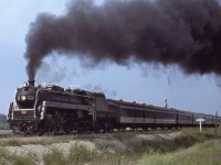  Only ten days before Arnold Mooney's shot of CN 6060 passing over the CN Cayuga/CR Canada Div tracks (Photo 42283) I had ridden the sidetrip from the Falls to Yager with my cousin Steve, who is now a driver at GB Railfreight in the UK. I was 17 when I took this shot of the run-by at Yager.  You can see the last coach is still on the bridge shown in Arnold's photo. 