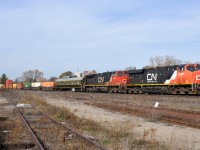 Q14691 06 passes through Brantford with CN 2304, CN 2689, and 117 cars.


CN 99 "American Spirit" was built by Budd in 1955 as Great Northern 1325. It was en route to North Bay for a dip in the 1961 passenger scheme