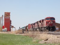 CP 8552, 9106, 8630, 8607 stand in the loop at Vulcan, AB, waiting for a northbound train to cross with them. This is taken from a public crossing on the main road into Vulcan and provides quite a nice unobstructed viewpoint.